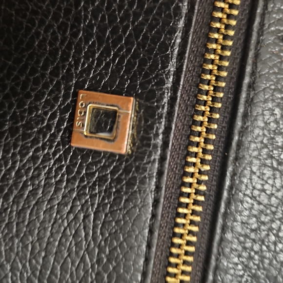 Lodis Black Textured Leather Bag with Gold Zipper - Picture 2 of 5